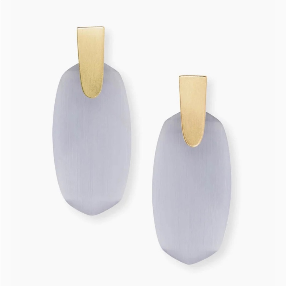 Aragon Gold Drop Earrings in Slate Cats Eye